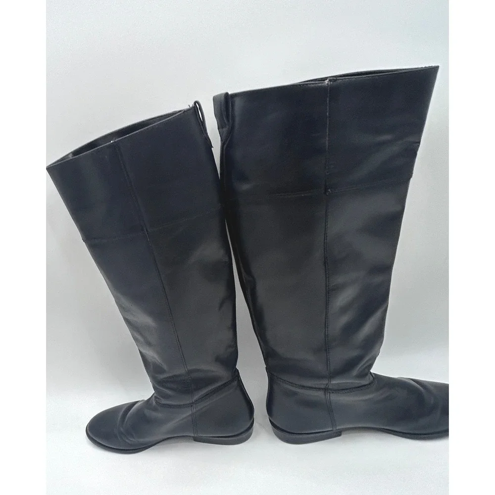 Vintage Black Leather Tall Riding Boots Women's Size 9N Knee High Equestrian